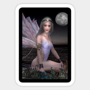 Fairy in moonlight by the sea Sticker